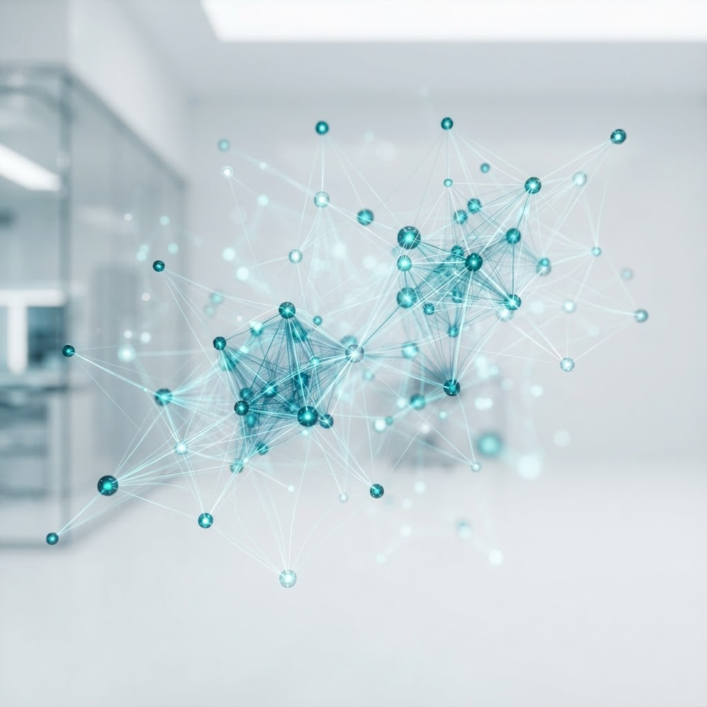 Abstract visualization of Sigmatoe's Scout Mesh — a network of autonomous agents
